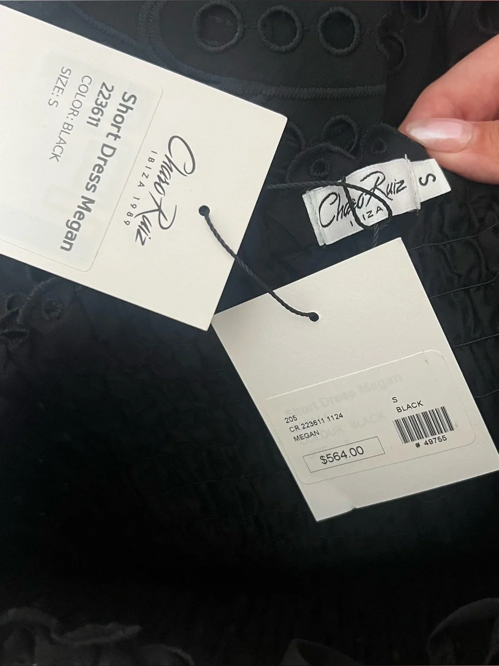 NEW NWT Charo Ruiz Ibiza Megan Smocked Mini Dress In Black - Picture 11 of 13